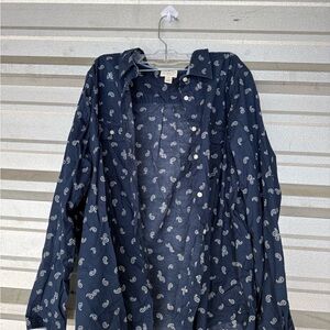 St. John's Bay Navy Paisley Casual Button Down Shirt